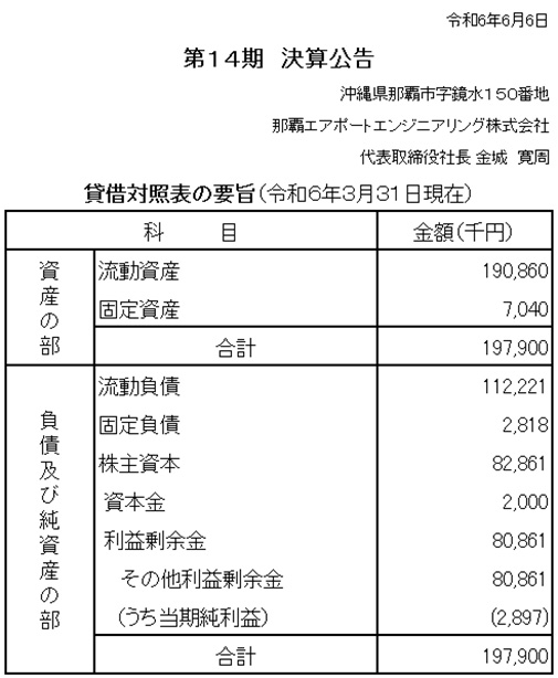 第13期決算公告